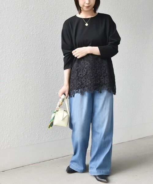 SHIPS / シップス カットソー（半袖以外） | 《追加・新色予約》【WEB限定】SHIPS Colors:ポンチ レース コンビ トップス（無地）◆ | 詳細21