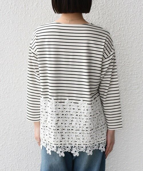 SHIPS / シップス カットソー（半袖以外） | SHIPS Colors:〈手洗い可能〉ポンチ レース コンビ ボーダートップス | 詳細10