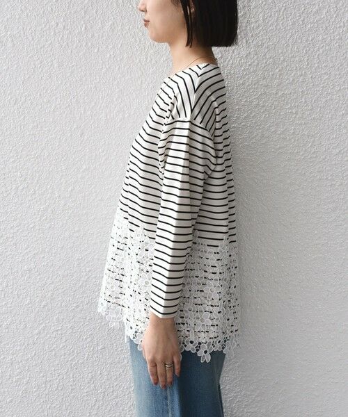 SHIPS / シップス カットソー（半袖以外） | SHIPS Colors:〈手洗い可能〉ポンチ レース コンビ ボーダートップス | 詳細9