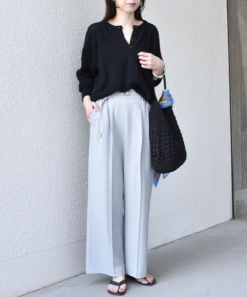 SHIPS / シップス ニット・セーター | SHIPS Colors:〈手洗い可能〉ペーパー ライク ヘンリーネック 2WAY ニット◆ | 詳細3