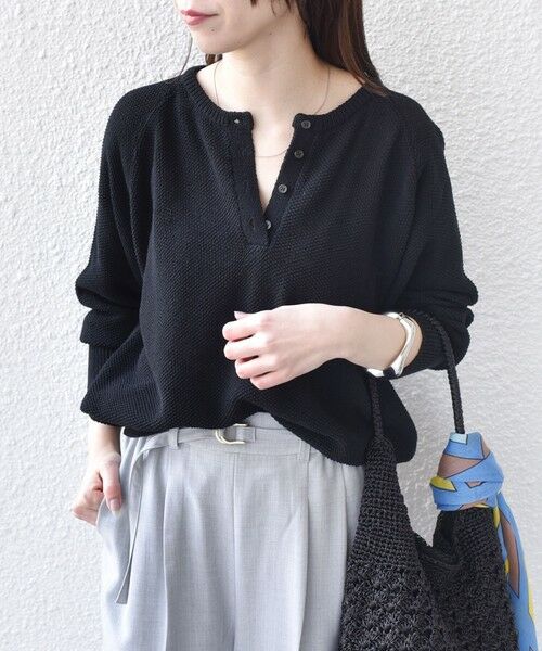 SHIPS / シップス ニット・セーター | SHIPS Colors:〈手洗い可能〉ペーパー ライク ヘンリーネック 2WAY ニット◆ | 詳細4