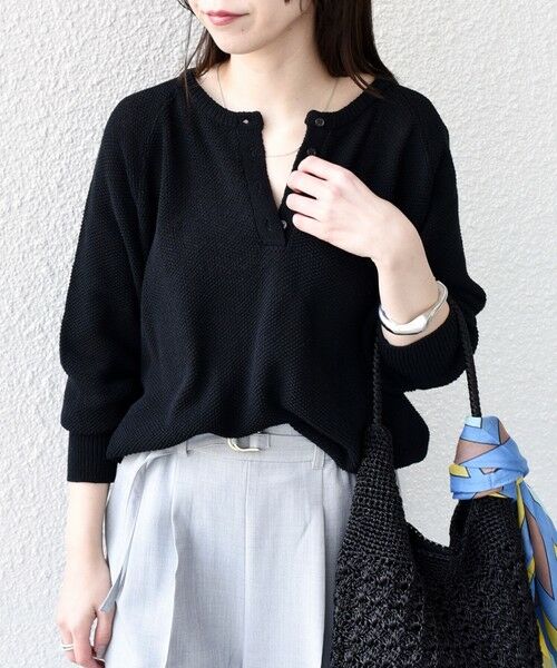 SHIPS / シップス ニット・セーター | SHIPS Colors:〈手洗い可能〉ペーパー ライク ヘンリーネック 2WAY ニット◆ | 詳細5