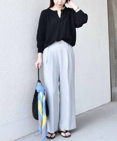 SHIPS / シップス ニット・セーター | SHIPS Colors:〈手洗い可能〉ペーパー ライク ヘンリーネック 2WAY ニット◆ | 詳細7