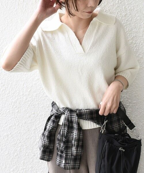 SHIPS / シップス ニット・セーター | SHIPS Colors:〈手洗い可能〉パイル スキッパー 5分袖 ニット◇ | 詳細9