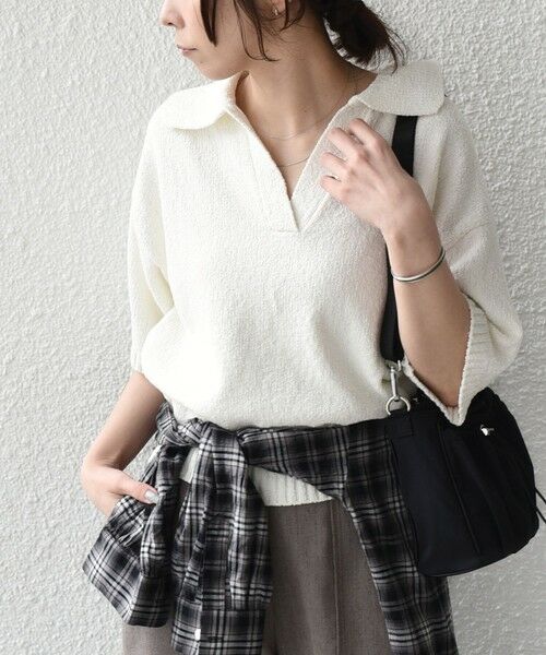 SHIPS / シップス ニット・セーター | SHIPS Colors:〈手洗い可能〉パイル スキッパー 5分袖 ニット◇ | 詳細10