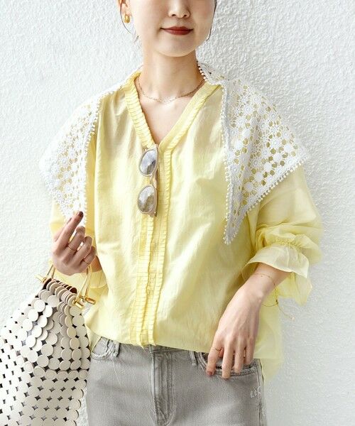 SHIPS / シップス シャツ・ブラウス | 〈手洗い可能〉綿 シルク Vネック フリル タック ブラウス | 詳細25