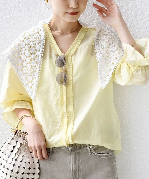 SHIPS / シップス シャツ・ブラウス | 〈手洗い可能〉綿 シルク Vネック フリル タック ブラウス | 詳細26