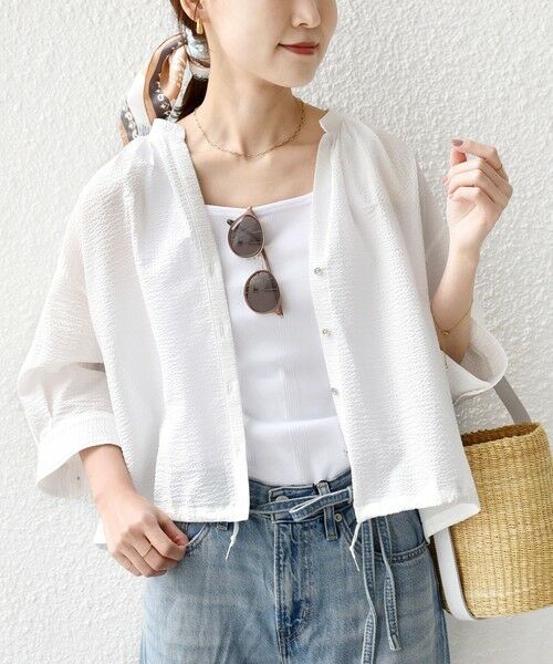 SHIPS / シップス シャツ・ブラウス | 〈手洗い可能〉サッカー 裾 ドロスト メタル ボタン シャツ | 詳細14