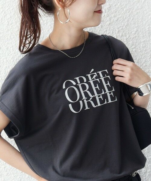 SHIPS / シップス Tシャツ | 　《一部予約》メルティ コットン プリント ロゴ ショート スリーブ Tシャツ（チャコールグレー）