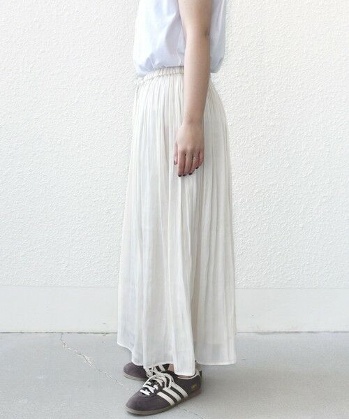 SHIPS / シップス ロング・マキシ丈スカート | 〈手洗い可能〉シアー メッシュ ギャザー スカート | 詳細12