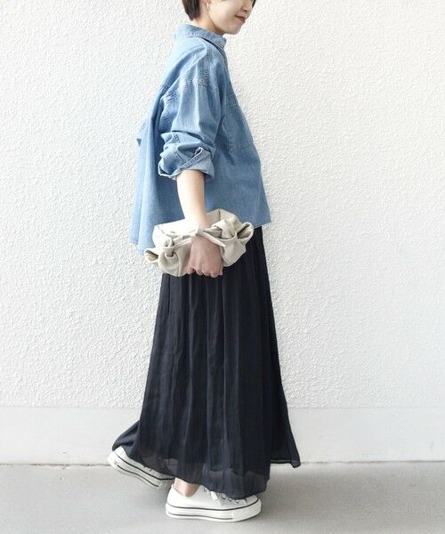 SHIPS / シップス ロング・マキシ丈スカート | 〈手洗い可能〉シアー メッシュ ギャザー スカート | 詳細24