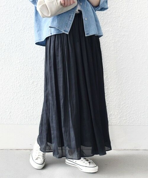 SHIPS / シップス ロング・マキシ丈スカート | 〈手洗い可能〉シアー メッシュ ギャザー スカート | 詳細25