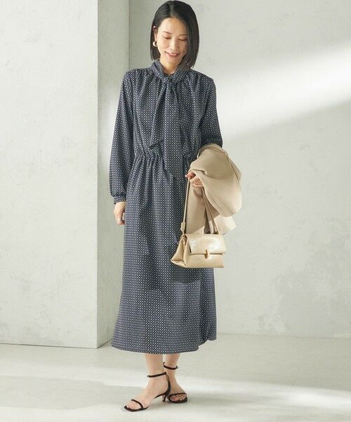 SHIPS / シップス ロング・マキシ丈ワンピース | 〈手洗い可能〉2WAY プリント タイ 長袖 ワンピース | 詳細24