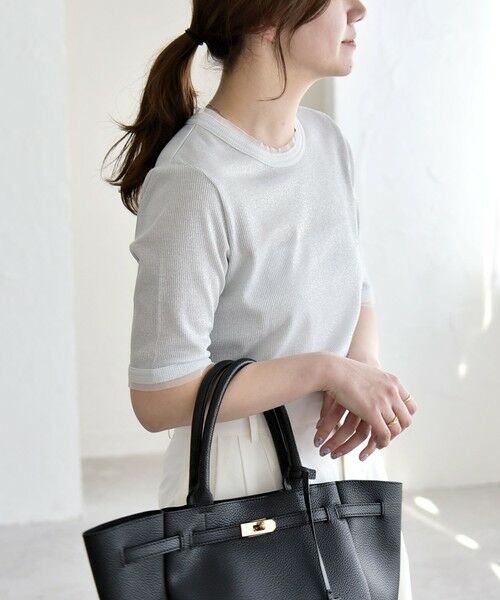 SHIPS / シップス Tシャツ | quaranciel:〈手洗い可能〉ラメ チュール リブ コンパクト TEE | 詳細11