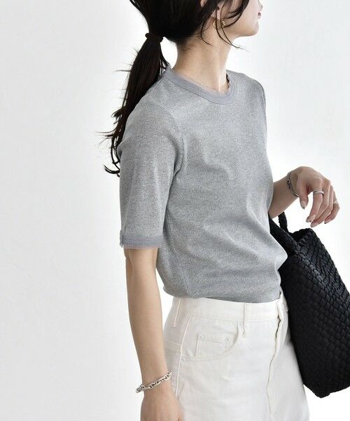 SHIPS / シップス Tシャツ | quaranciel:〈手洗い可能〉ラメ チュール リブ コンパクト TEE | 詳細21