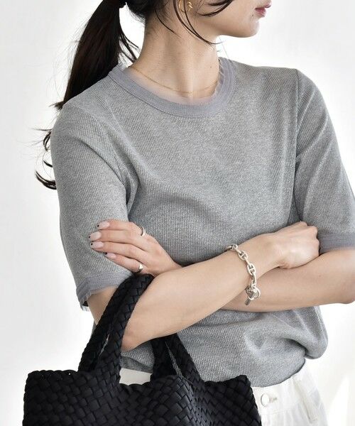 SHIPS / シップス Tシャツ | quaranciel:〈手洗い可能〉ラメ チュール リブ コンパクト TEE | 詳細24