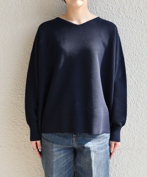 SHIPS / シップス ニット・セーター | quaranciel:〈手洗い可能〉シアー 2way Vネック ドルマン ニット プルオーバー | 詳細15
