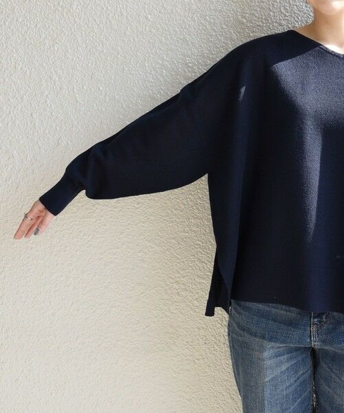 SHIPS / シップス ニット・セーター | quaranciel:〈手洗い可能〉シアー 2way Vネック ドルマン ニット プルオーバー | 詳細18