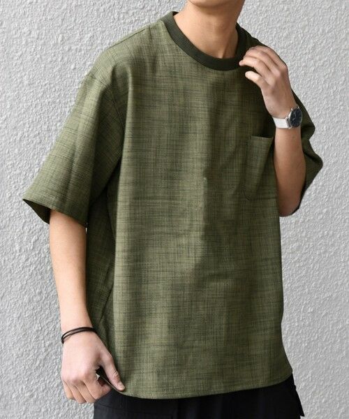 SHIPS / シップス Tシャツ | SHIPS any:〈UVカット〉FUTURE LINEN CANVAS リネンライク デザイン リブ ポケット Tシャツ◇ | 詳細10