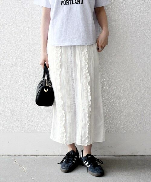 SHIPS / シップス ロング・マキシ丈スカート | SHIPS any:〈手洗い可能〉リネンミックス Iライン フリル イージー スカート | 詳細8