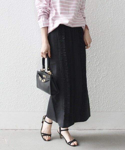 SHIPS / シップス ロング・マキシ丈スカート | SHIPS any:〈手洗い可能〉リネンミックス Iライン フリル イージー スカート | 詳細15