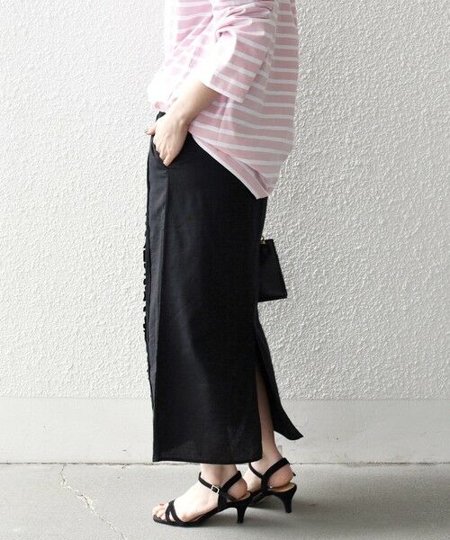 SHIPS / シップス ロング・マキシ丈スカート | SHIPS any:〈手洗い可能〉リネンミックス Iライン フリル イージー スカート | 詳細17