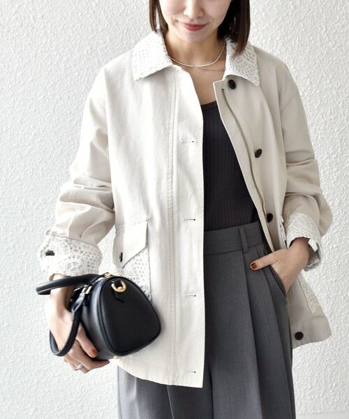 SHIPS / シップス ブルゾン | SHIPS any:〈洗濯機可能〉コットン レース 切替 ミリタリー ジャケット ブルゾン | 詳細10