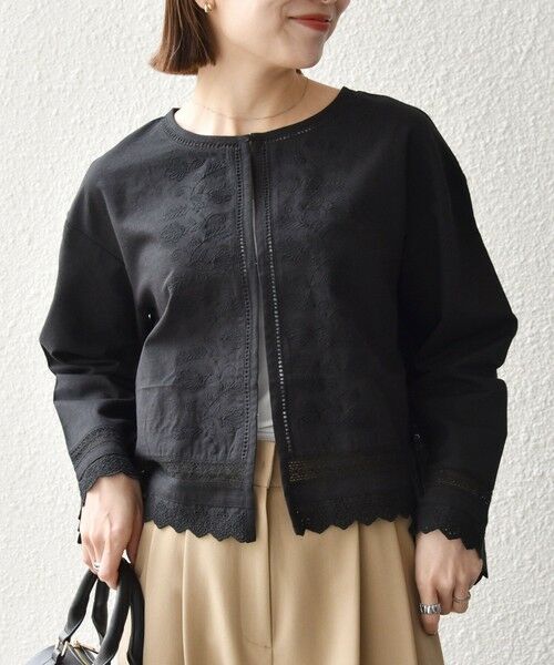 SHIPS / シップス カーディガン・ボレロ | SHIPS any:〈手洗い可能〉リネンミックス ハシゴレース コンパクト シャツ カーディガン | 詳細22