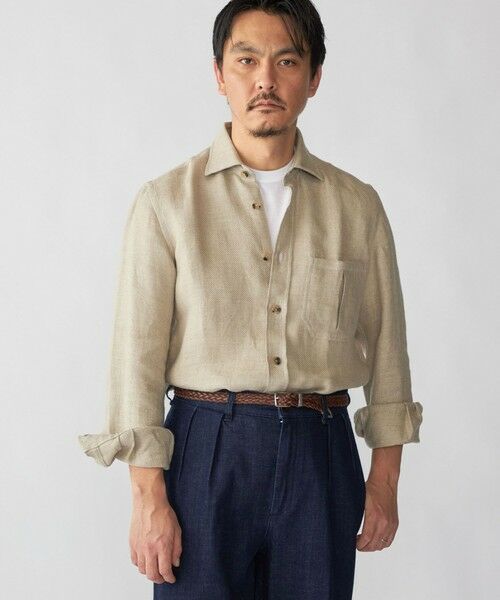 SHIPS / シップス シャツ・ブラウス | Errico FormicolaERRICO: GIANNI リネン ヘリンボーン シャツ（ベージュ）