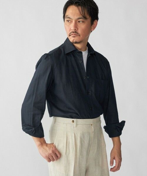 SHIPS / シップス シャツ・ブラウス | Errico FormicolaERRICO: GIANNI リネン ソリッド シャツ（ネイビー）
