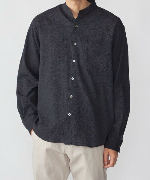 SHIPS / シップス シャツ・ブラウス | SHIPS: エアー サッカー リラックス バンドカラー シャツ（ダークブルー）