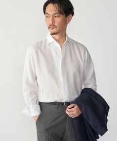 SHIPS: ウォッシュド リネン ワンピースカラー ソリッド シャツ