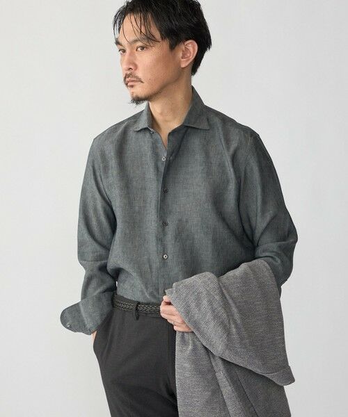SHIPS / シップス シャツ・ブラウス | SHIPS: ウォッシュド リネン ワンピースカラー ソリッド シャツ（ダークグレー）