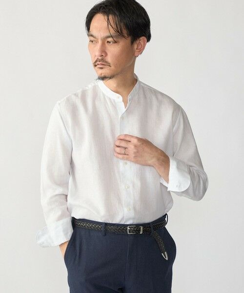 SHIPS / シップス シャツ・ブラウス | SHIPS: ウォッシュド リネン バンドカラー ソリッド シャツ(ホワイト)