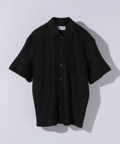 SHIPS / シップス シャツ・ブラウス | City Ambient Products: オープンカラー メッシュ ストライプ ショートスリーブ シャツ（ブラック）