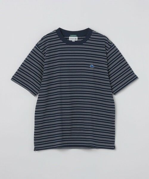 SHIPS / シップス Tシャツ | 【SHIPS別注】LACOSTE: マイクロ ボーダー Tシャツ（ネイビー）