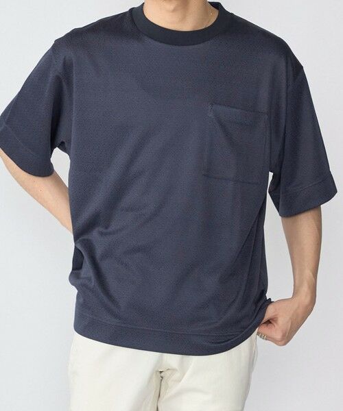 SHIPS / シップス Tシャツ | SHIPS: ジオメトリック リラックス ポケット Tシャツ（ネイビー）