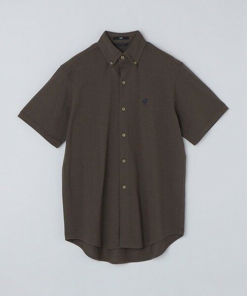 SHIPS / シップス Tシャツ | 【WEB限定】SHIPS: 〈吸水速乾〉ドライピケ ワンポイント ロゴ ボダンダウン シャツ（ブラウン）