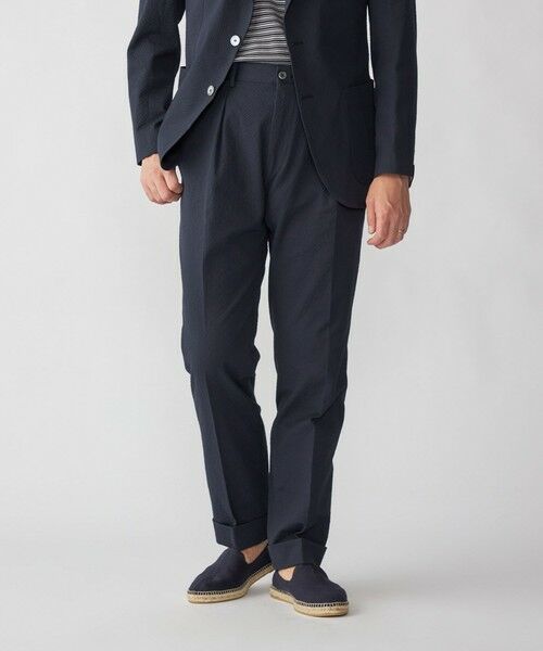 SHIPS / シップス スラックス・ドレスパンツ | 【SHIPS別注】Errico Formicola: VITO コットン シアサッカー スラックス（ネイビー）