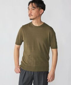 SHIPS / シップス Tシャツ | Drumohr: リネン コットン ガーメントダイ クルーネック ニット Tシャツ