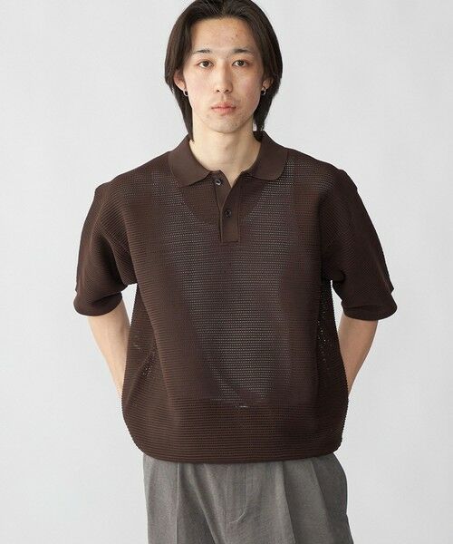 SHIPS / シップス ポロシャツ | City Ambient Products: ポリエステル メッシュ ニット ショートスリーブ ポロ（ダークブラウン）