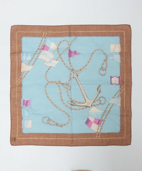 SHIPS / シップス バンダナ・スカーフ | Vincenzo Miozza: コットン リネン アンカー モチーフ スカーフ（キャメル）