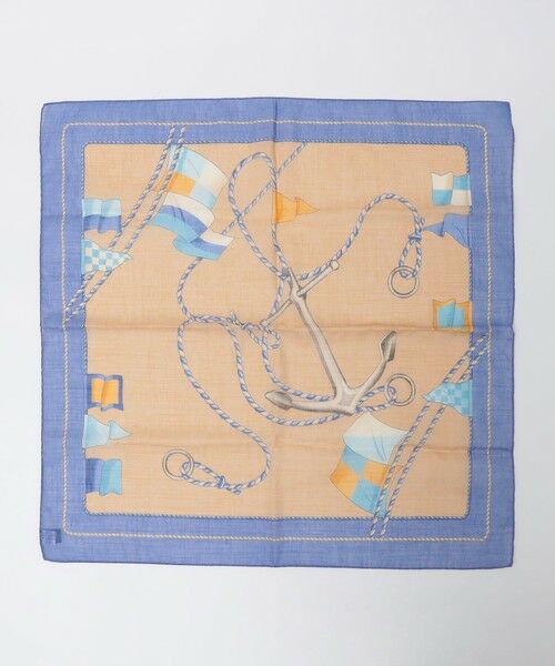 SHIPS / シップス バンダナ・スカーフ | Vincenzo Miozza: コットン リネン アンカー モチーフ スカーフ（ブルー）