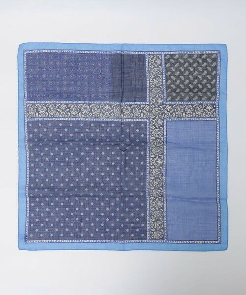 SHIPS / シップス バンダナ・スカーフ | Vincenzo Miozza: コットン リネン パネル スカーフ（ネイビー）