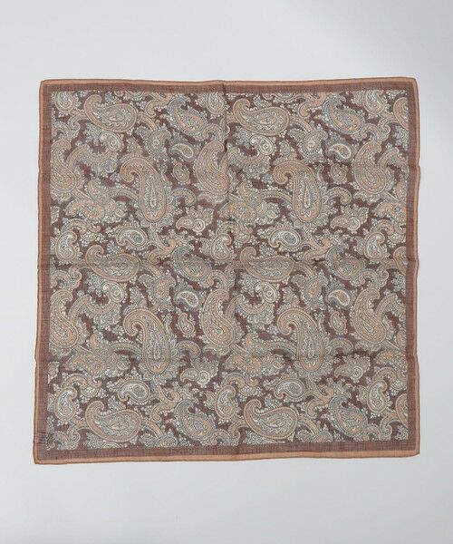 SHIPS / シップス バンダナ・スカーフ | Vincenzo Miozza: コットン リネン ペイズリー スカーフ（ブラウン）
