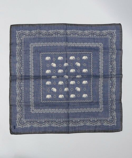 SHIPS / シップス バンダナ・スカーフ | Vincenzo Miozza: コットン リネン エレファント モチーフ バンダナ（ネイビー）