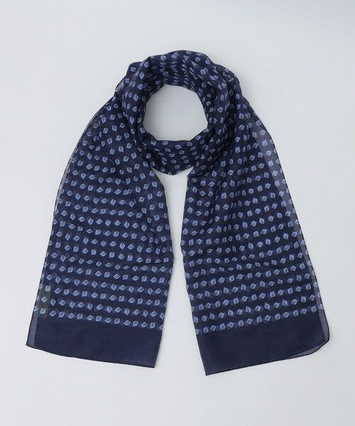 SHIPS / シップス マフラー・ショール・スヌード・ストール | MARCEL LASSANCE: COTTON/SILK PRINT STOLE（ネイビー）