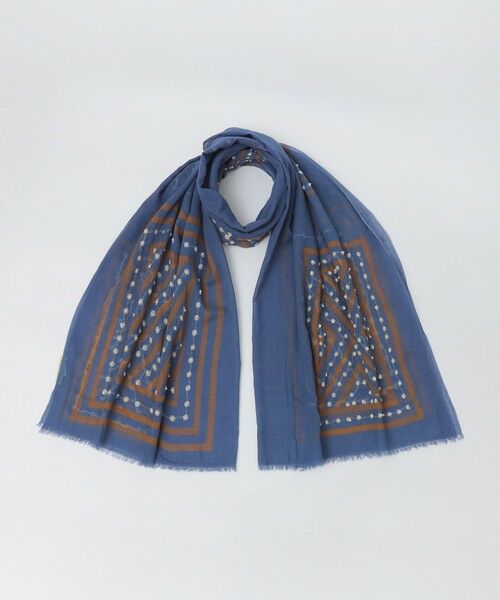 SHIPS / シップス マフラー・ショール・スヌード・ストール | MARCEL LASSANCE: COTTON HAND EMBROIDERY STOLE（ブルー）