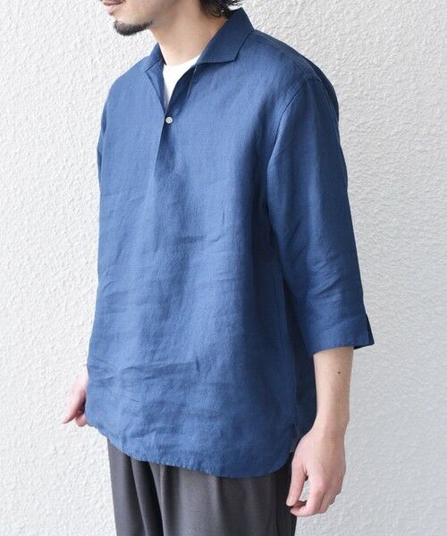 SHIPS / シップス シャツ・ブラウス | 《予約》SHIPS Colors:ユーロリネン カプリ シャツ◆（ネイビー）