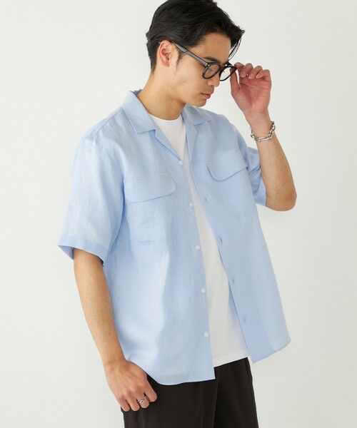 SHIPS / シップス シャツ・ブラウス | SHIPS Colors:ラミー 100% オープンカラー ショートスリーブ シャツ（ライトブルー）